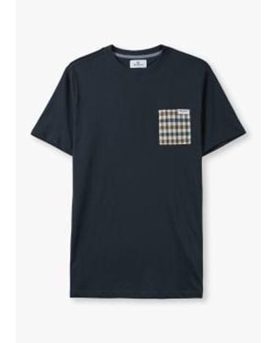 Aquascutum Mens active club check pocket t-shirt en marine - Bleu
