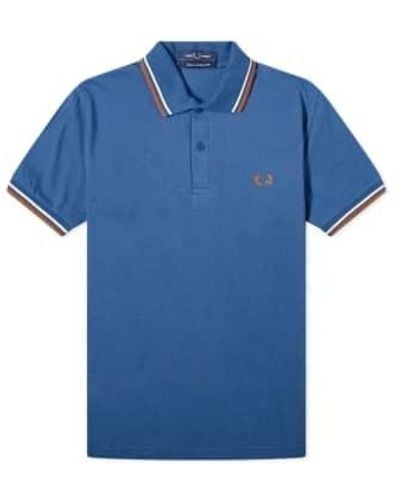 Fred Perry Reissues Original Twin Tipped Polo , Ecru & Caramel - Blue