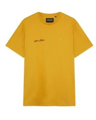 Lyle & Scott Archive Embroidered Letter T-shirt Amber S - Yellow