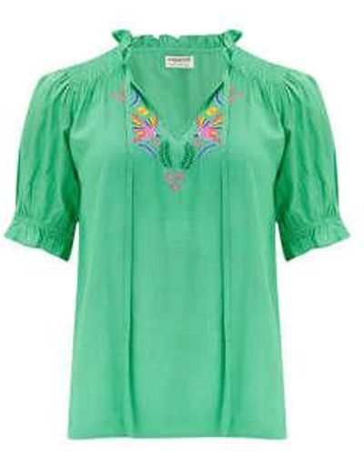 Every Thing We Wear Sugarhill Brighton Angelique Embroidered Blouse Top - Green