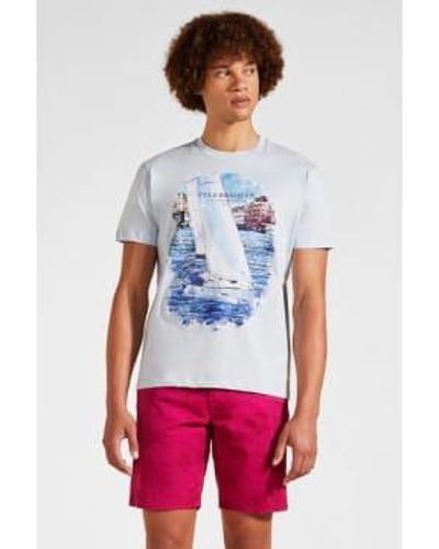 Vilebrequin Segelboot-baumwoll-t-shirt himmelblau - Weiß