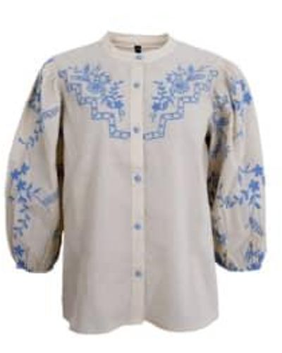 Black Colour Fiona Embroidered Shirt S/m - Blue