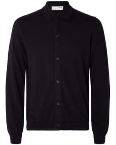 SELECTED Caleb Ls Knit Button Cardigan - Blu