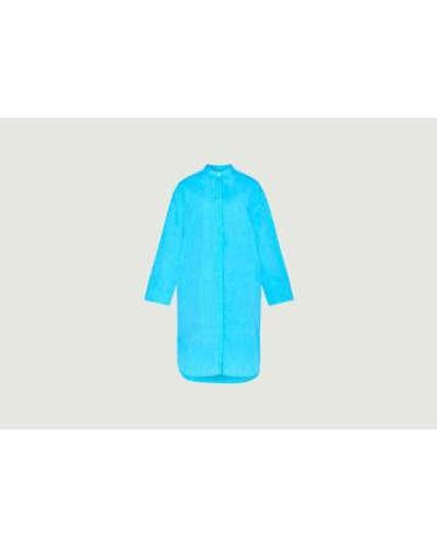 Knowledge Cotton Langes Chambray-Hemdkleid mit Kragen - Blau
