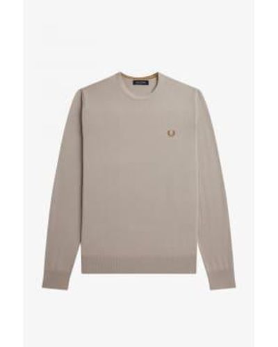 Fred Perry Classic Crew Neck Merino Sweater Dark Oatmeal Extra Large - Gray