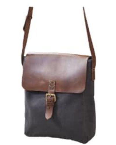 VIDA VIDA Leather And Canvas Messenger Bag - Gray