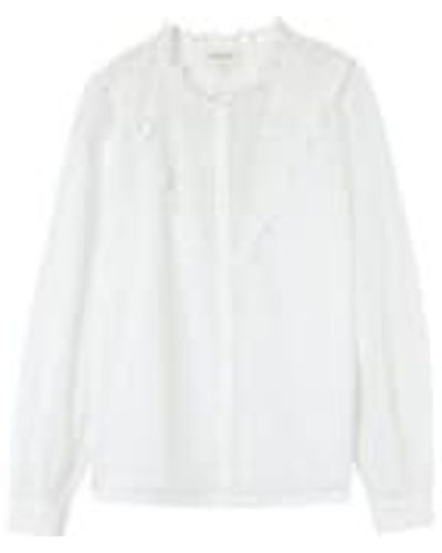 Grace & Mila Ecru Lace Detail Long Sleeve Blouse S - White