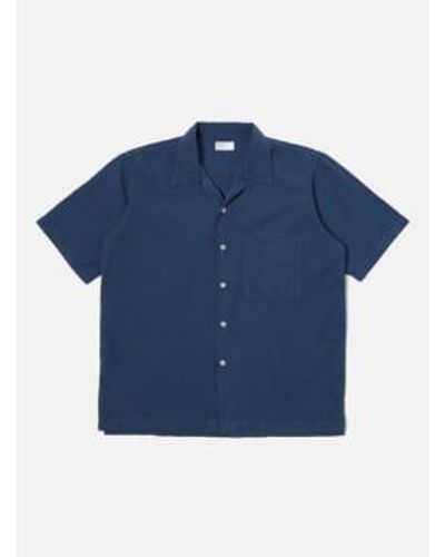 Universal Works 30669 Camp Shirt In Cotton - Blu