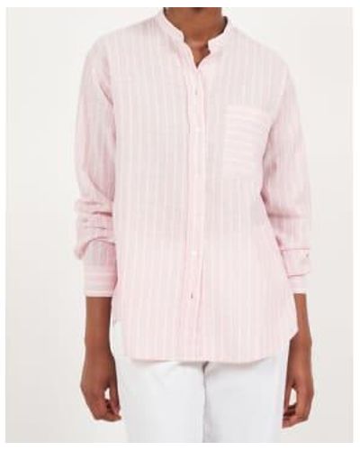 Hartford Connor Linen Stripe Shirt - Pink