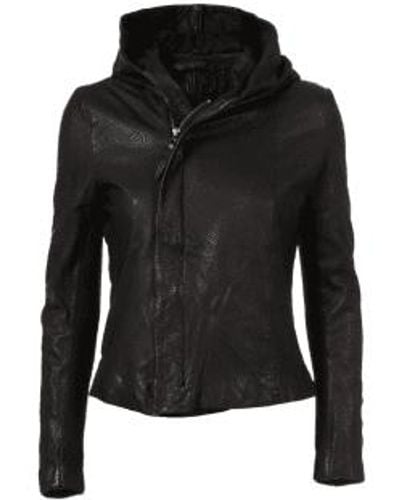 Mdk Stine Hood Leather Jacket - Nero