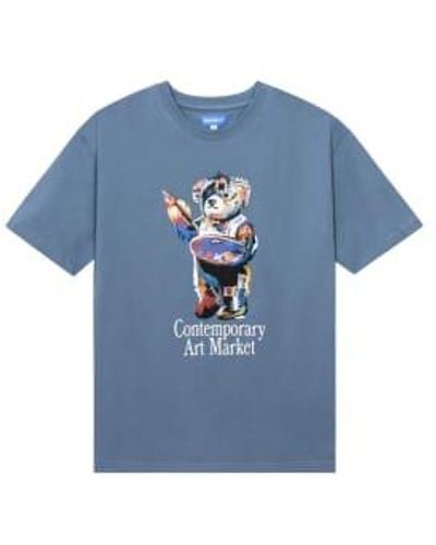 Market Art Bear T-shirt Medium - Blue