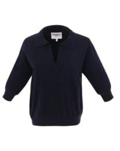 FRNCH Plume Knitted Polo Navy S/10 - Blue