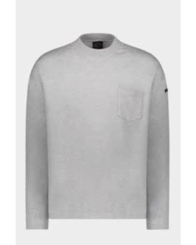 Paul & Shark Herren-T-Shirt aus Baumwolle mit langen Ärmeln - Grau