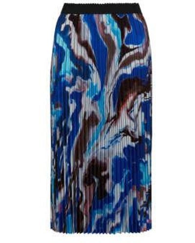 COSTER COPENHAGEN Falda impresa en placre - Azul