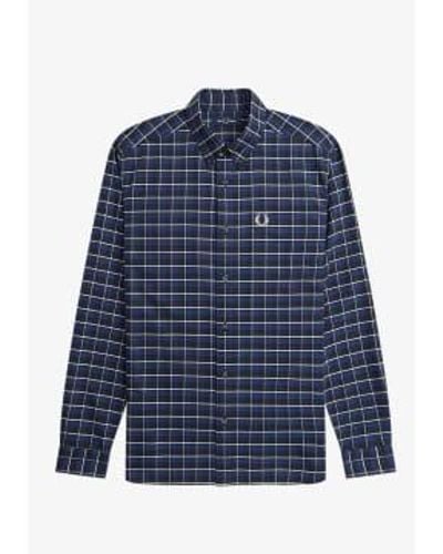 Fred Perry Oxford Check Shirt Navy - Azul
