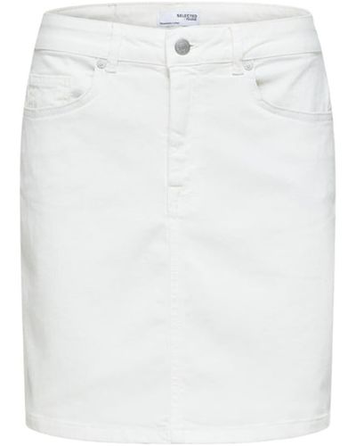 SELECTED Svava Snow White Denim Skirt - Bianco