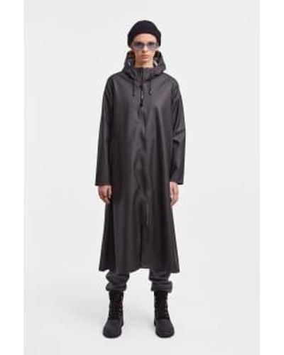 Stutterheim Mosebacke Long Lightweight Zip Raincoat L - Black