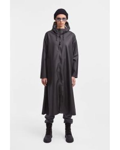 Stutterheim Mosebacke Long Lightweight Zip Raincoat - Nero