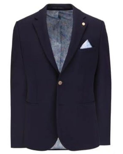 Guide London Textured Jersey Blazer Navy 40 - Blue