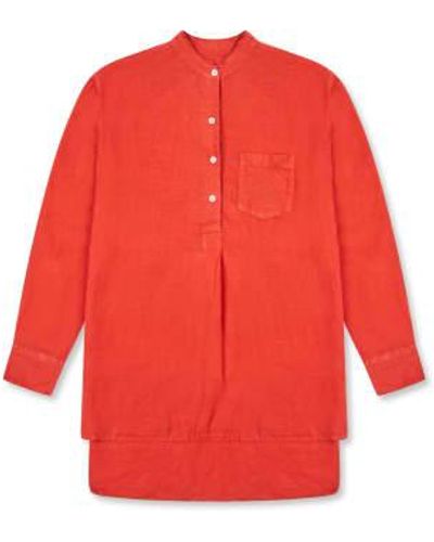 Burrows and Hare Tunika-Hemd aus rostfarbenem Leinen - Rot