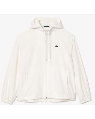 Lacoste Short Jacket Sportsuit Water Resistant With Removable Hood L - White