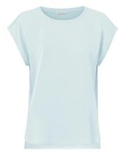 Yaya Sleeveless Top With Round Neck In Fabric Mix Or Plein Air Blue