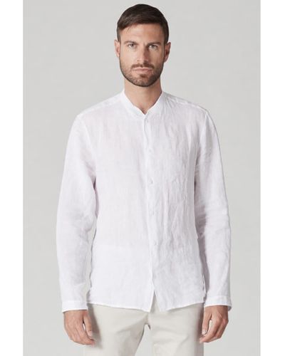 Transit White Mandarin Collar Linen Shirt - Bianco