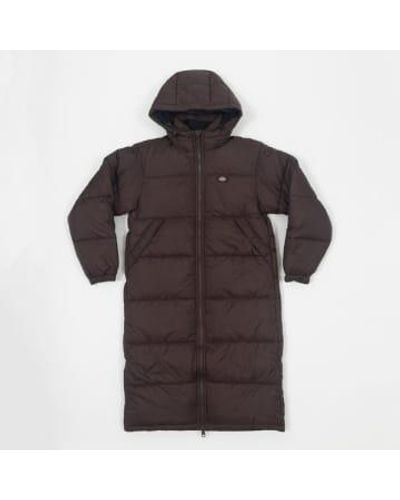 Dickies Alatna Long Length Puffer Jacket In S - Brown
