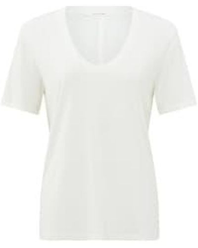 Yaya T-shirt With Round V-neck And Short Sleeves - White