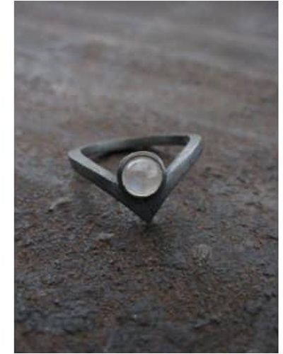 silver jewellery Chevron ring rainbow moonstone - Gris