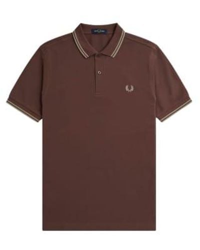 Fred Perry Twin Tipped Piqué Polo Shirt - Brown