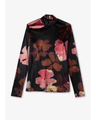 PS by Paul Smith Womens Floral Velvet Roll Neck Top In Oranges - Nero