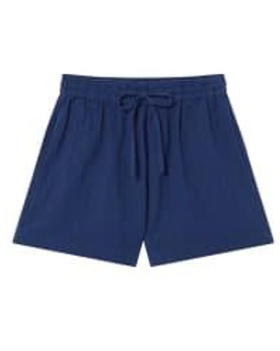 Thinking Mu Marine big seersucker geranio shorts - Blau