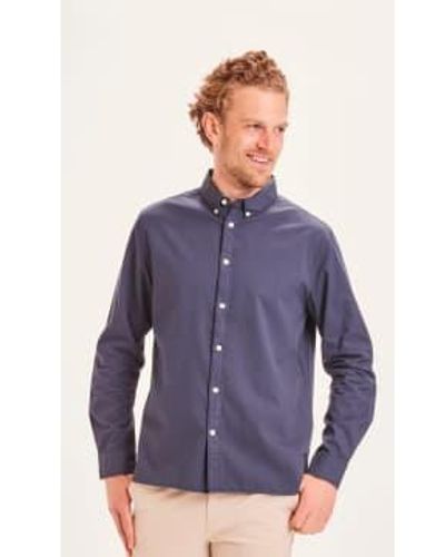 Knowledge Cotton 90864 Larch Custom Fit Cord Shirt Total Eclipse - Blu