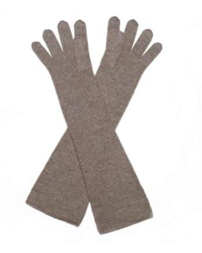 Cashmere Fashion Tight Cashmere Gloves With Long Cuffs One-size / Beige - Gray
