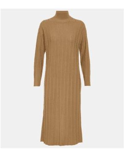 Max Mara Arezzo Funnel Neck Ribbed Knitted Dress Size: S, Col: S - Natural