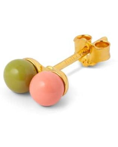Lulu Boucle D'oreille Double Color Ball / Green Gold Plated Brass - Yellow