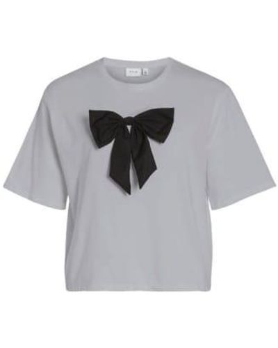 Vila Bow Detail T-shirt Large - Grey