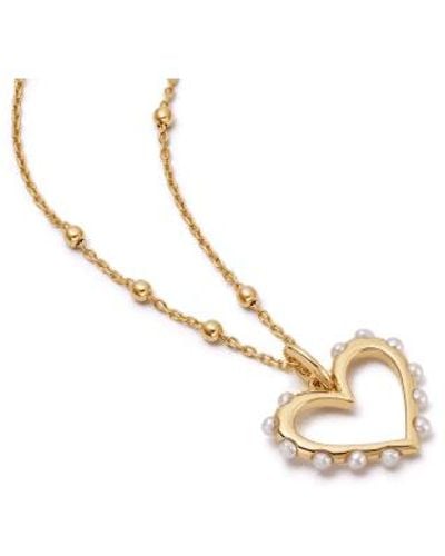 Daisy London Heart Pearl Pendant Necklace Plated - Metallic
