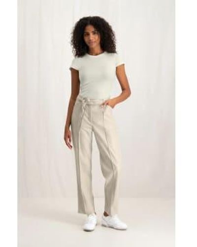 Yaya Faux Leather Trousers With Belt Or Ivory White - Neutro