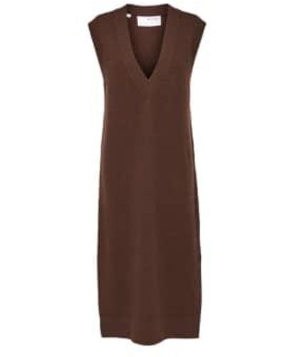 SELECTED Evelyn Knitted Dress M - Brown