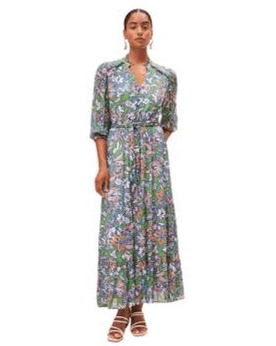 Suncoo Cosmos Printed Long Dress In From - Blu