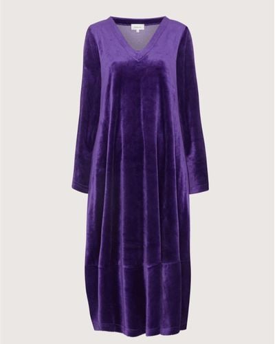 Sahara Velvet Jersey Bubble Hem Dress - Purple