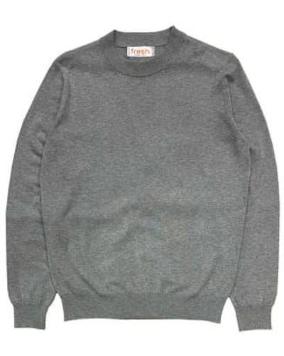 Fresh Extra Fine Crepe Cotton Sweater M - Gray