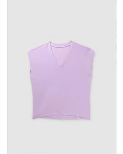 FRAME T-shirt à col en V taille moyenne femme en lilas - Violet