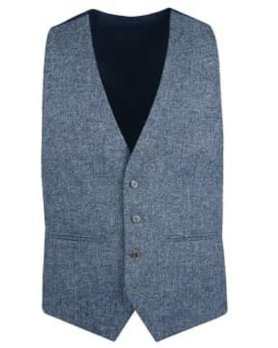 Torre Donegal Tweed Suit Waistcoat Light - Blu