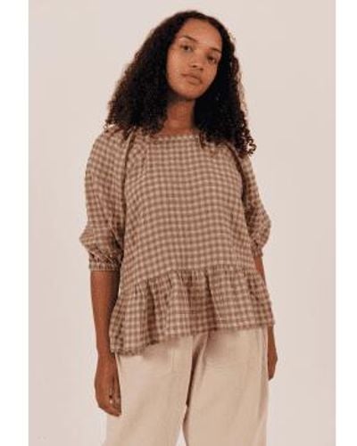 SIDELINE | Fara Top Biscuit Check Small - Brown