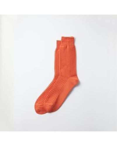 RoToTo Cotton Waffle Socks Medium - Orange