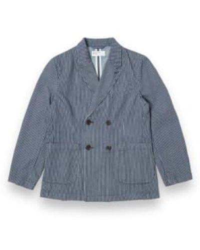 Universal Works Or Jacket Hickory Stripes 30543 S - Blue