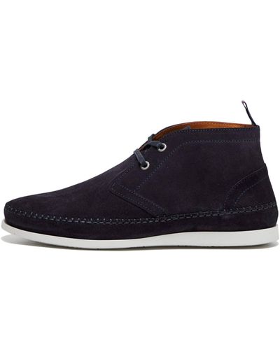 Paul Smith Navy Neon Cow Leather Boots - Blu